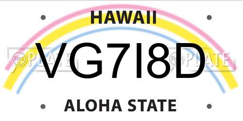 VG7I8D Hawaii License Plate