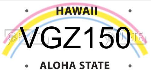VGZ150 Hawaii License Plate