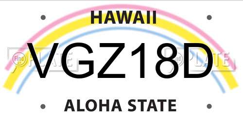VGZ18D Hawaii License Plate