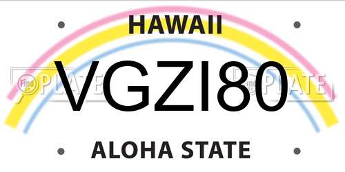 VGZI80 Hawaii License Plate