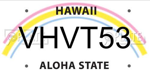 VHVT53 Hawaii License Plate