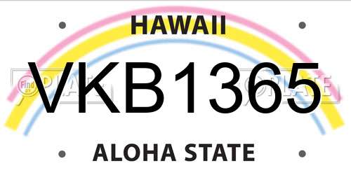 VKB1365 Hawaii License Plate