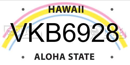 VKB6928 Hawaii License Plate