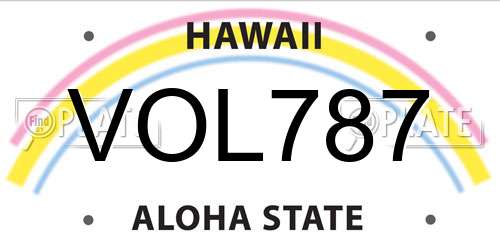 VOL787 Hawaii License Plate