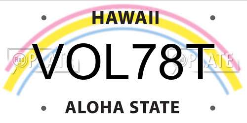 VOL78T Hawaii License Plate