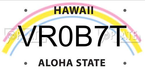 VR0B7T Hawaii License Plate