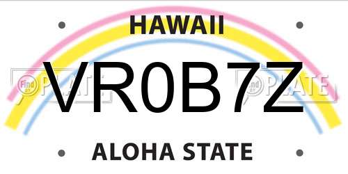 VR0B7Z Hawaii License Plate