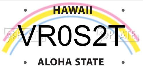 VR0S2T Hawaii License Plate