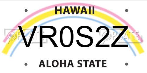 VR0S2Z Hawaii License Plate