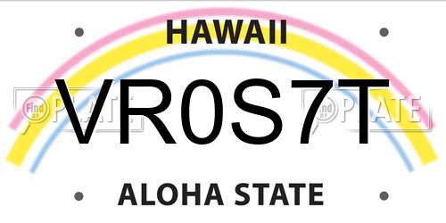 VR0S7T Hawaii License Plate