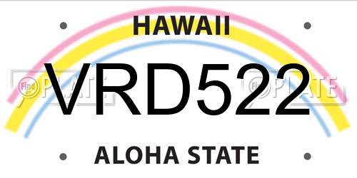 VRD522 Hawaii License Plate