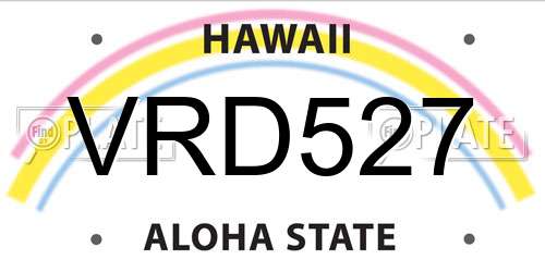VRD527 Hawaii License Plate