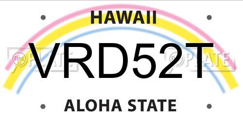 VRD52T Hawaii License Plate