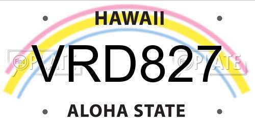 VRD827 Hawaii License Plate