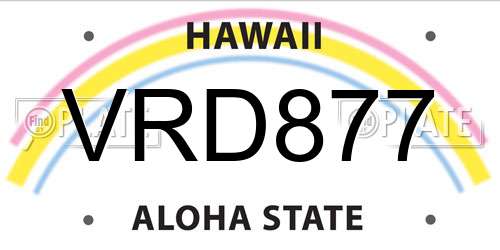 VRD877 Hawaii License Plate