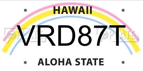 VRD87T Hawaii License Plate