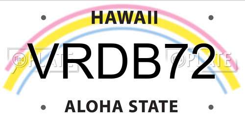 VRDB72 Hawaii License Plate