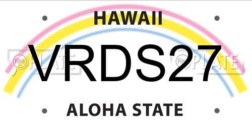 VRDS27 Hawaii License Plate