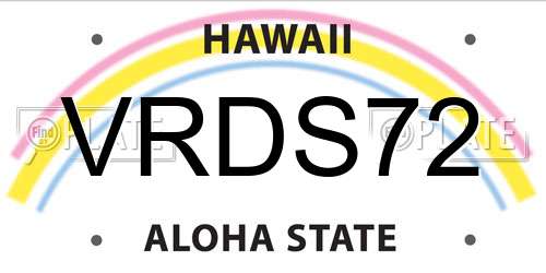 VRDS72 Hawaii License Plate