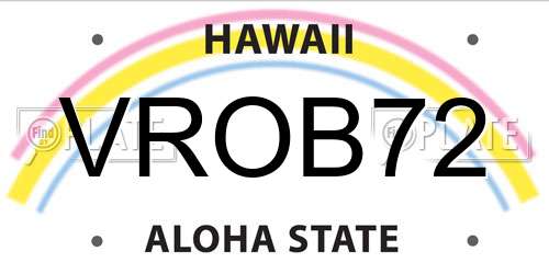 VROB72 Hawaii License Plate