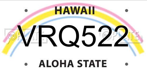 VRQ522 Hawaii License Plate