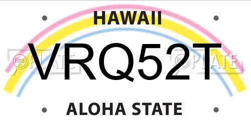 VRQ52T Hawaii License Plate