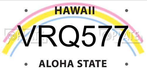 VRQ577 Hawaii License Plate