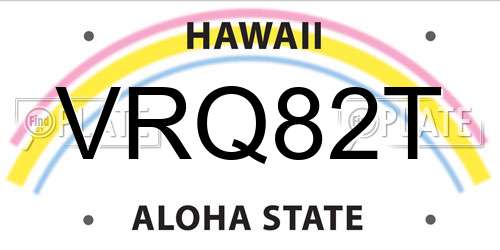 VRQ82T Hawaii License Plate