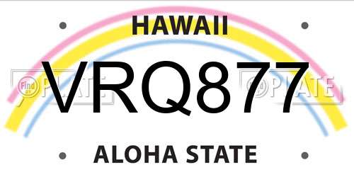 VRQ877 Hawaii License Plate