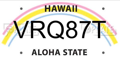 VRQ87T Hawaii License Plate