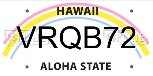 VRQB72 Hawaii License Plate