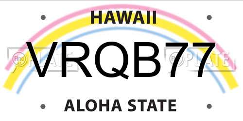 VRQB77 Hawaii License Plate