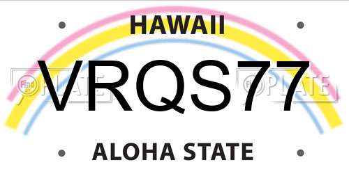 VRQS77 Hawaii License Plate