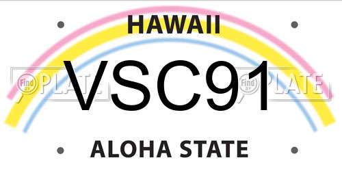VSC91 Hawaii License Plate