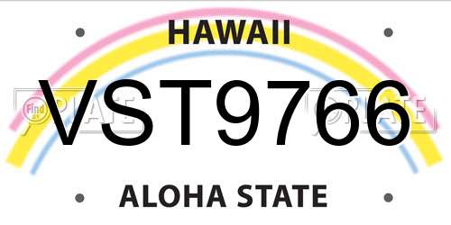 VST9766 Hawaii License Plate