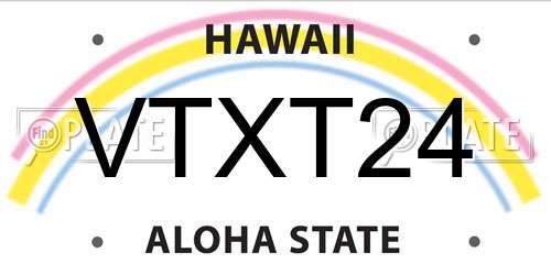 VTXT24 Hawaii License Plate