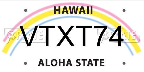 VTXT74 Hawaii License Plate
