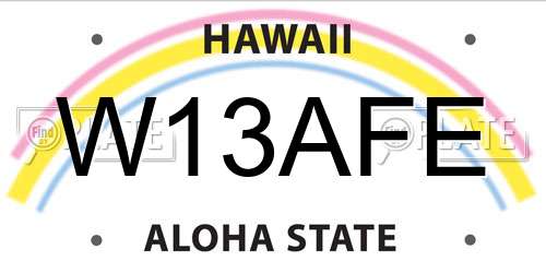 W13AFE Hawaii License Plate