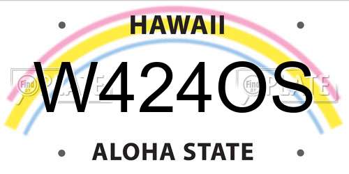 W424OS Hawaii License Plate