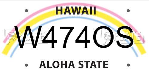 W474OS Hawaii License Plate