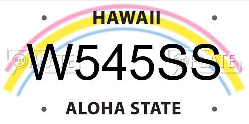 W545SS Hawaii License Plate