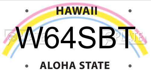 W64SBT Hawaii License Plate
