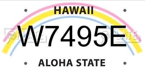 W7495E Hawaii License Plate
