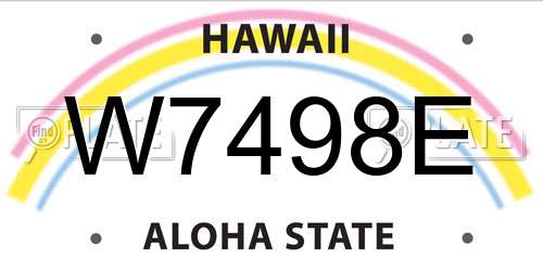 W7498E Hawaii License Plate