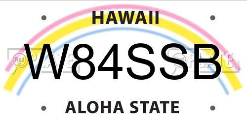 W84SSB Hawaii License Plate