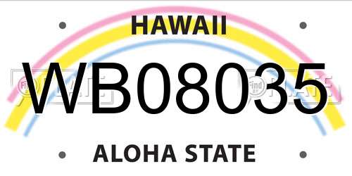 WB08035 Hawaii License Plate