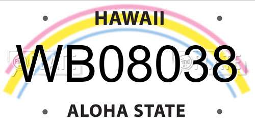 WB08038 Hawaii License Plate