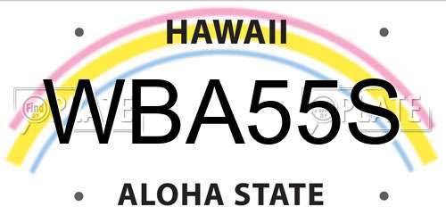WBA55S Hawaii License Plate