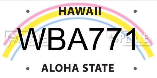 WBA771 Hawaii License Plate