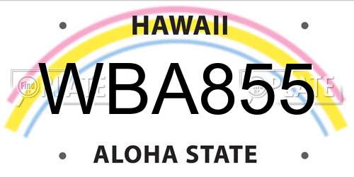 WBA855 Hawaii License Plate